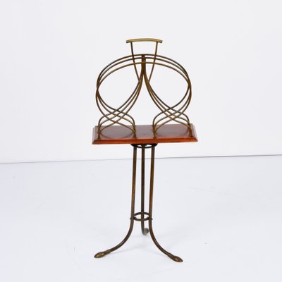 Early 20th Century English Wood and Brass Newspaper and Magazine Stand-JDR-1180042