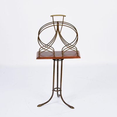 Early 20th Century English Wood and Brass Newspaper and Magazine Stand-JDR-1180042