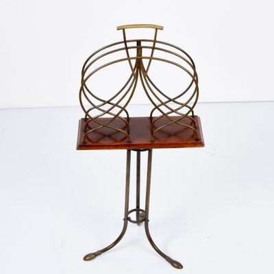 Early 20th Century English Wood and Brass Newspaper and Magazine Stand-JDR-1180042