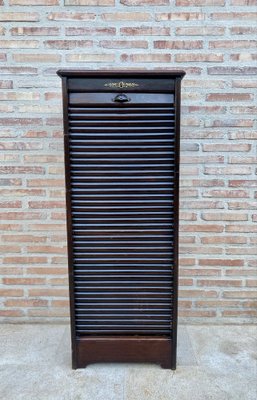 Early 20th Century Filing Cabinet with One Roller Louver Door & Eight Shelves-NOU-1264473