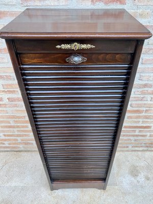 Early 20th Century Filing Cabinet with One Roller Louver Door & Eight Shelves-NOU-1264473