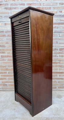 Early 20th Century Filing Cabinet with One Roller Louver Door & Eight Shelves-NOU-1264473