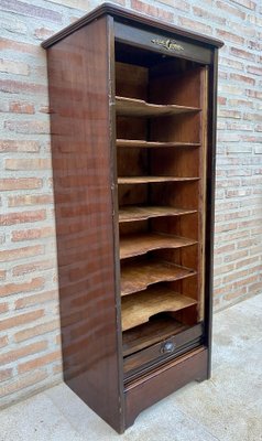 Early 20th Century Filing Cabinet with One Roller Louver Door & Eight Shelves-NOU-1264473