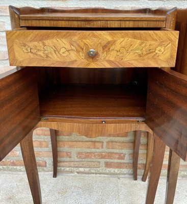 Early 20th Century French Bedside Tables or Nightstands in Marquetry and Iron Hardware, 1920s, Set of 2-NOU-1396562