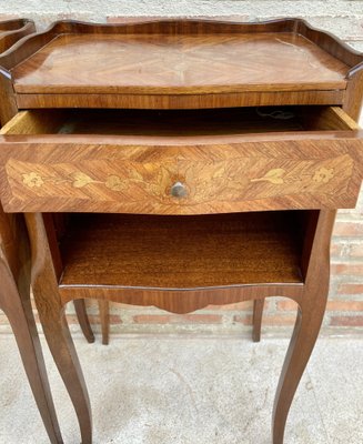 Early 20th Century French Bedside Tables or Nightstands in Marquetry and Iron Hardware, 1920s, Set of 2-NOU-1396562