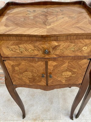 Early 20th Century French Bedside Tables or Nightstands in Marquetry and Iron Hardware, 1920s, Set of 2-NOU-1396562