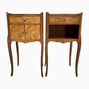 Early 20th Century French Bedside Tables or Nightstands in Marquetry and Iron Hardware, 1920s, Set of 2-NOU-1396562