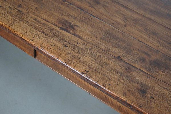 Early 20th Century French Fruitwood & Oak Rustic Farmhouse Dining Table-XO-2035109