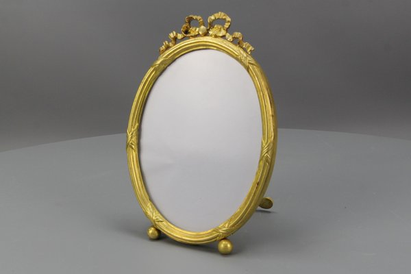 Early 20th Century French Louis XVI Bronze Oval Desktop Picture Frame, 1890s-KEG-1672961