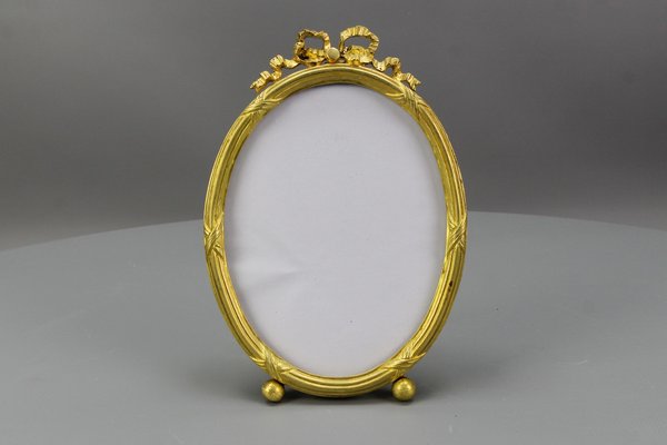 Early 20th Century French Louis XVI Bronze Oval Desktop Picture Frame, 1890s-KEG-1672961