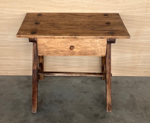 Early 20th Century French Oak Worktable Table with One Drawer, 1920s-PSK-2017250