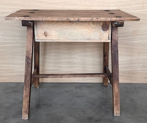 Early 20th Century French Oak Worktable Table with One Drawer, 1920s-PSK-2017250