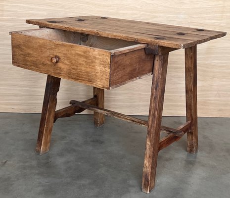 Early 20th Century French Oak Worktable Table with One Drawer, 1920s-PSK-2017250