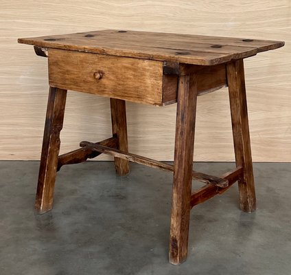 Early 20th Century French Oak Worktable Table with One Drawer, 1920s-PSK-2017250