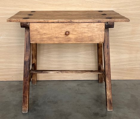 Early 20th Century French Oak Worktable Table with One Drawer, 1920s-PSK-2017250