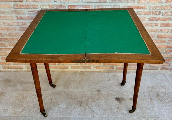 Early 20th Century French Walnut Game Table with Wheels, 1920s-NOU-2018312