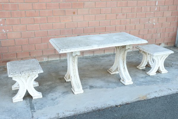 Early 20th Century Garden Table and Stools, Set of 3-DCO-1740917