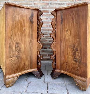 Early 20th Century Italian Burl Walnut and Fruitwood Bedside Commodes, Set of 2-NOU-1274039