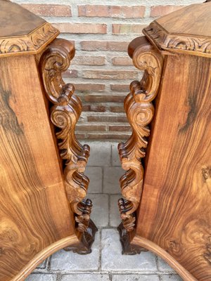 Early 20th Century Italian Burl Walnut and Fruitwood Bedside Commodes, Set of 2-NOU-1274039