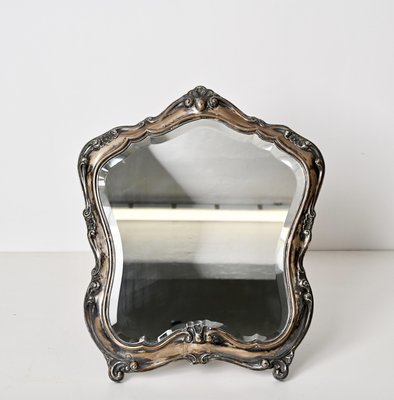 Early 20th Century Italian Louis XV Style 800 Silver Table Mirror, 1930s-JDR-1441780