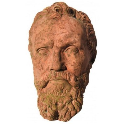 Early 20th Century Italian Sculpture Michelangelo Buonarroti Head in Terracotta-FDW-2023348