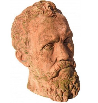 Early 20th Century Italian Sculpture Michelangelo Buonarroti Head in Terracotta-FDW-2023348