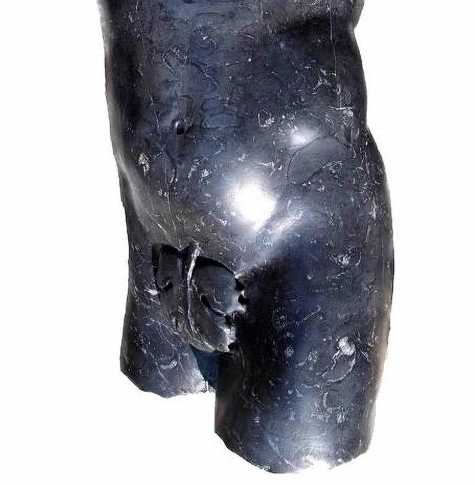 Early 20th Century Italian Sculpture Torso Satiro in Black Marquinia Marble