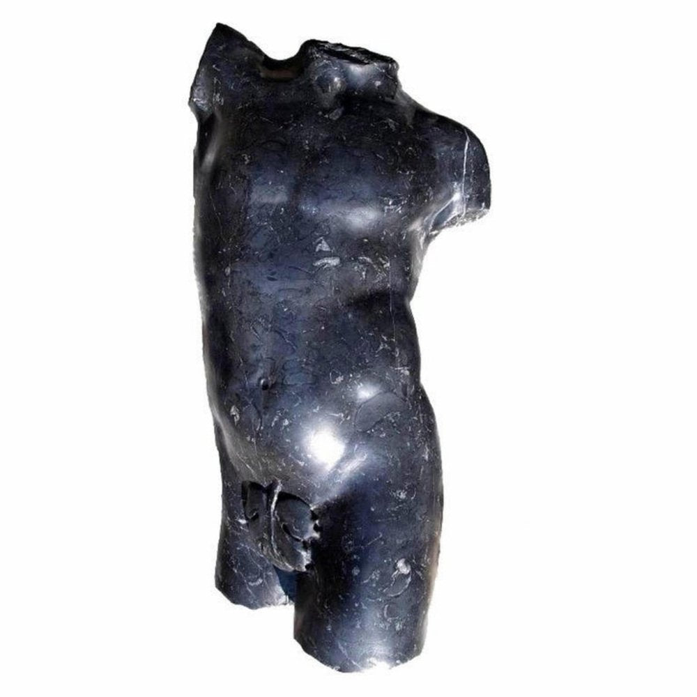 Early 20th Century Italian Sculpture Torso Satiro in Black Marquinia Marble