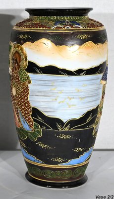 Early 20th Century Japan Porcelain Satsuma Vases, 1890s, Set of 2-RVK-1401171