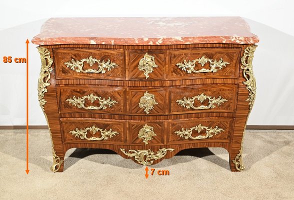 Early 20th Century Louis XIV-Louis XV Transition Style Marquetry Chest of Drawers-RVK-1800456