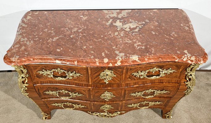 Early 20th Century Louis XIV-Louis XV Transition Style Marquetry Chest of Drawers-RVK-1800456