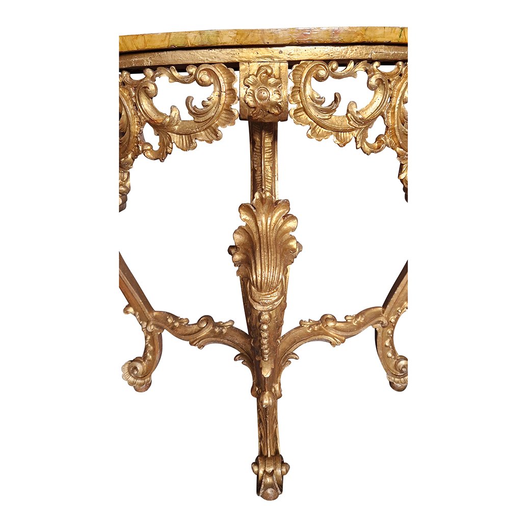 Early 20th Century Louis XV Half-Moon Console in Carved and Gilded Wood, Venice, 1980s