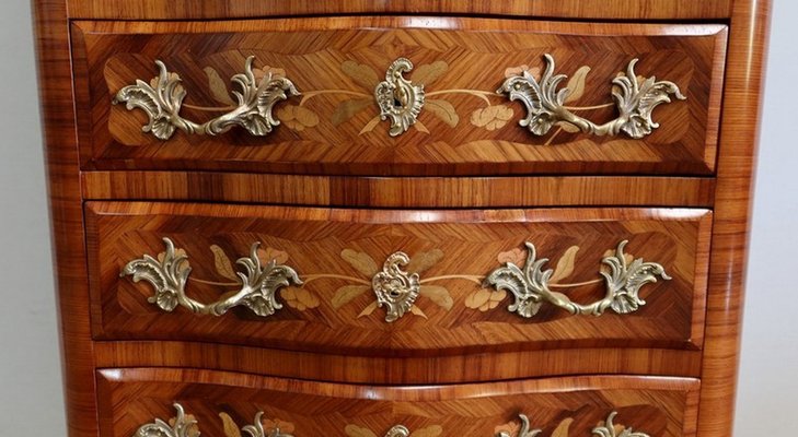 Early 20th Century Louis XV Style Marquetry Chest of Drawers-RVK-1328972