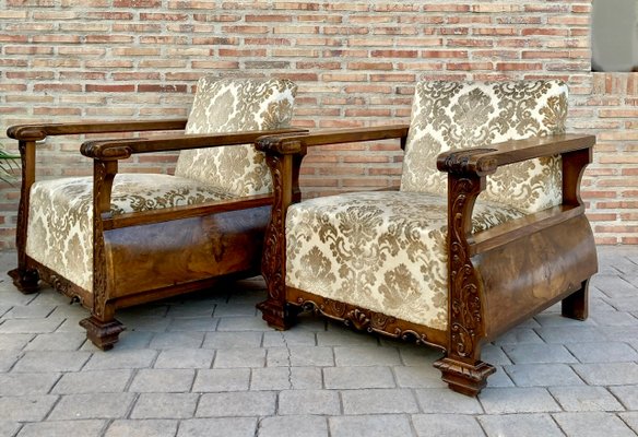 Early 20th Century Modernist Oak Armchairs, 1920s, Set of 2-NOU-1083254