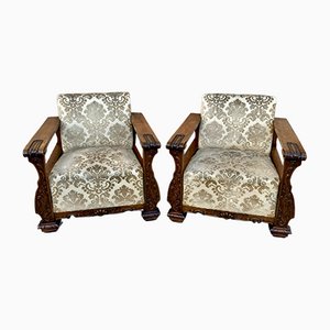 Early 20th Century Modernist Oak Armchairs, 1920s, Set of 2-NOU-1083254