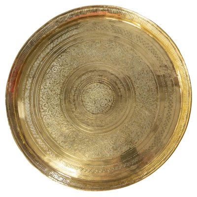 Early 20th Century Moroccan Moorish Polished Copper Tray-RIU-1362399