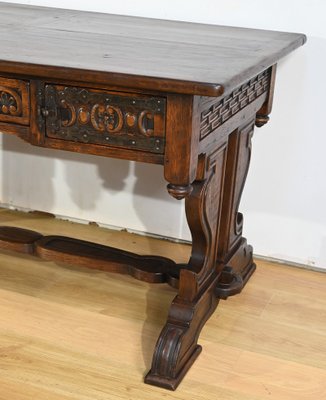 Early 20th Century Neogothic Oak Office Table, 1890s-RVK-1817667