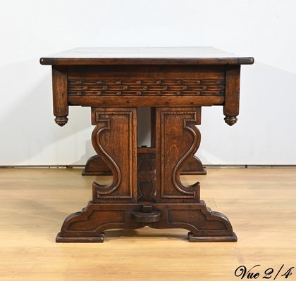 Early 20th Century Neogothic Oak Office Table, 1890s-RVK-1817667