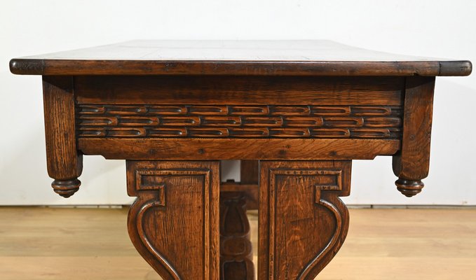 Early 20th Century Neogothic Oak Office Table, 1890s-RVK-1817667