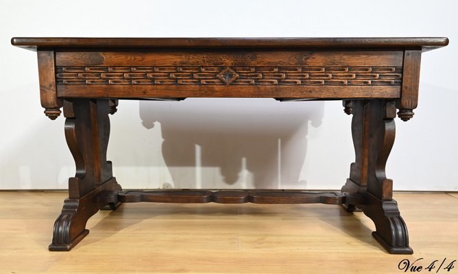 Early 20th Century Neogothic Oak Office Table, 1890s-RVK-1817667