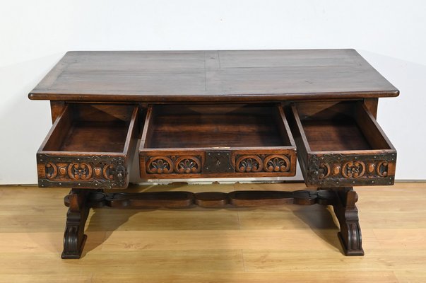 Early 20th Century Neogothic Oak Office Table, 1890s-RVK-1817667