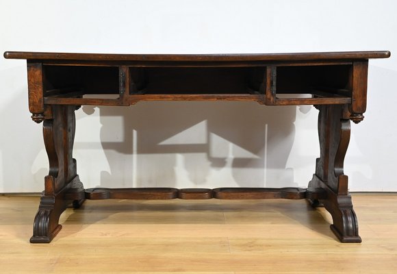 Early 20th Century Neogothic Oak Office Table, 1890s-RVK-1817667