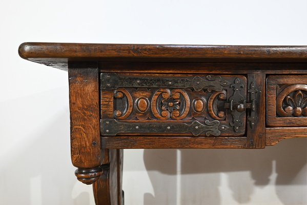 Early 20th Century Neogothic Oak Office Table, 1890s-RVK-1817667