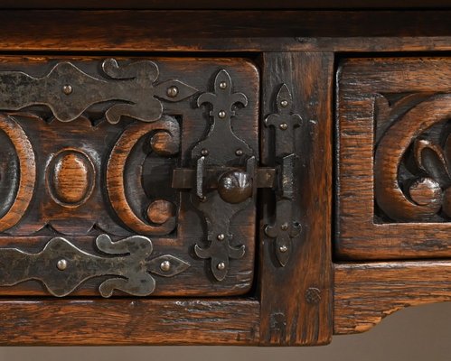 Early 20th Century Neogothic Oak Office Table, 1890s-RVK-1817667