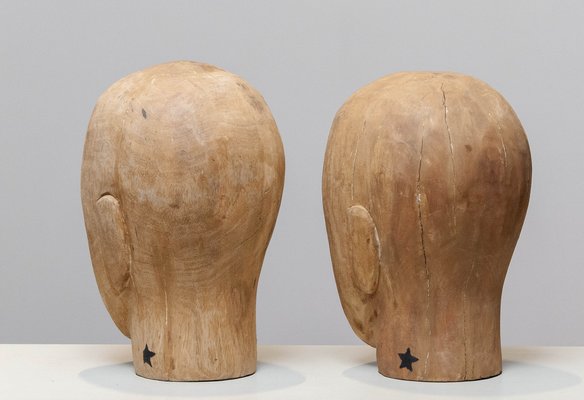 Early 20th Century Scandinavian Faded Milliners' Heads, 1900s, Set of 2-JE-1397648