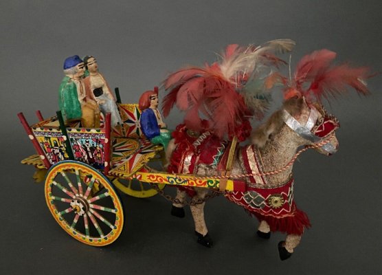 Early 20th Century Sicilian Folk Cart in Papier-Mâché-QKG-1795361