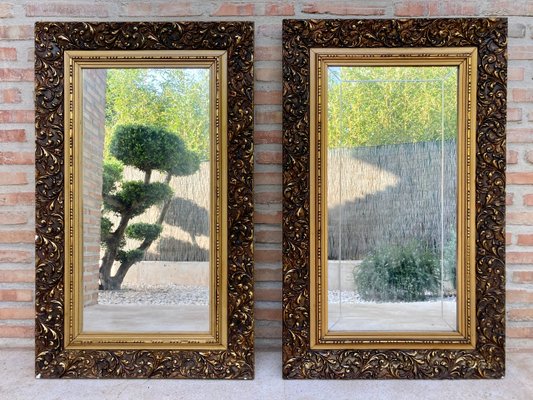 Early 20th Century Spanish Beveled Mirrors with Gold Frames, Set of 2-NOU-1078518