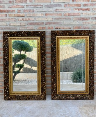 Early 20th Century Spanish Beveled Mirrors with Gold Frames, Set of 2-NOU-1078518