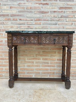 Early 20th Century Spanish Carved Walnut Console Table-NOU-1047299