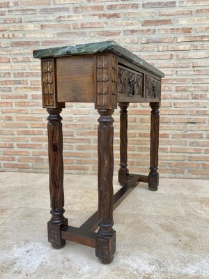 Early 20th Century Spanish Carved Walnut Console Table-NOU-1047299